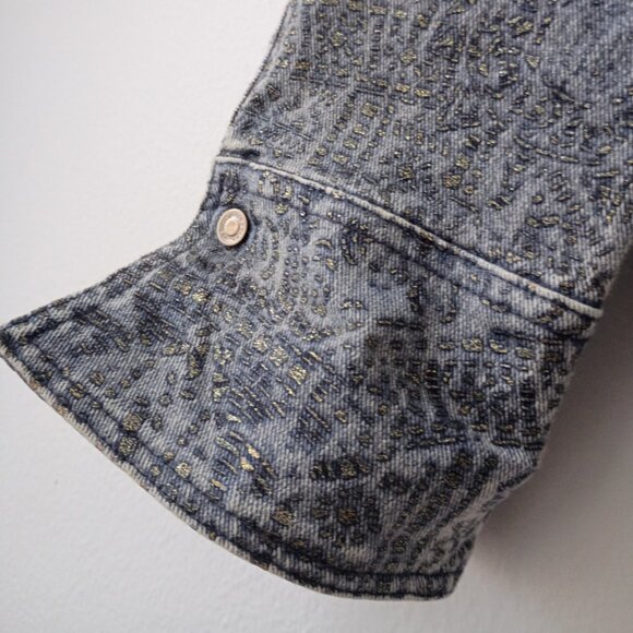 Vertigo Paris Designer Denim Jacket & Flared Pants Set – Grey Metallic Size M - Picture 6 of 12